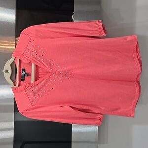 Coral Embellished Women's Top